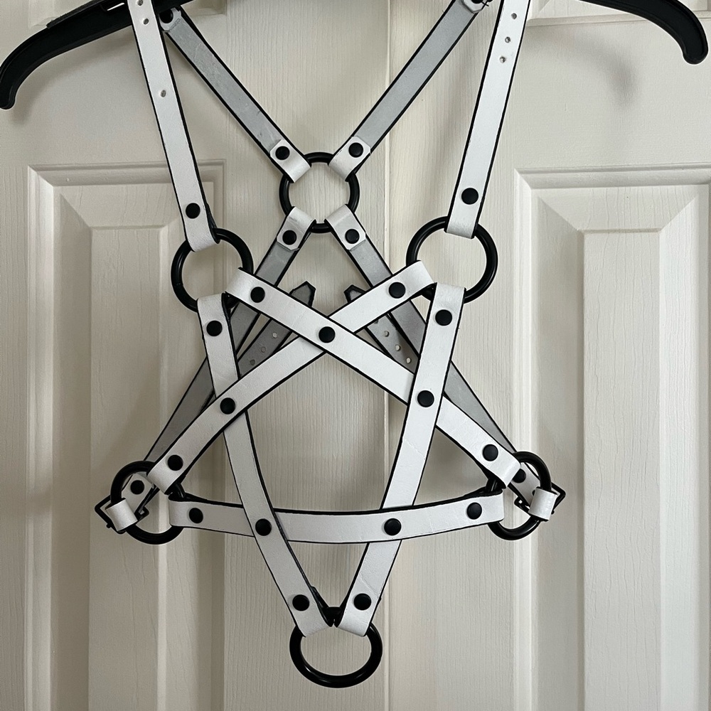 White Leather Pentagram Harness